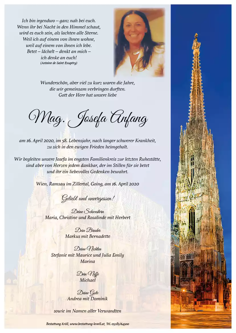Parte von Mag. Josefa Anfang